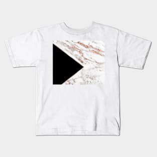 Jet black geo - rose gold marble Kids T-Shirt